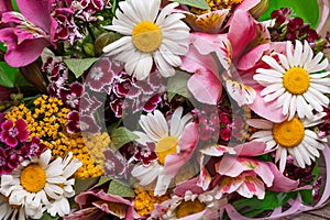 Colorful Spring bouquet of flowers. Background.