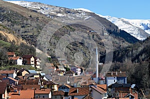 Colorful spring landscape in the mountain village. Shar Mountain, southern Kosovo photo