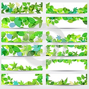 Colorful spring leaves banners