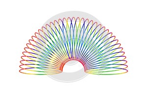 Colorful spring toy expanding in shape, rainbow-colored slinky illustration photo