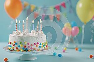 Colorful Sprinkle Birthday Cake With White Frosting