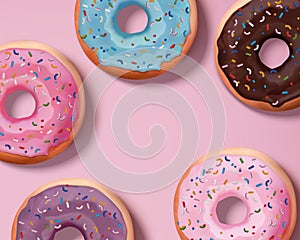 Colorful sprinkled donuts photo