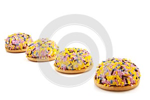 Colorful sprinkles pies