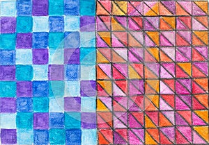 Colorful square art made by pencil color