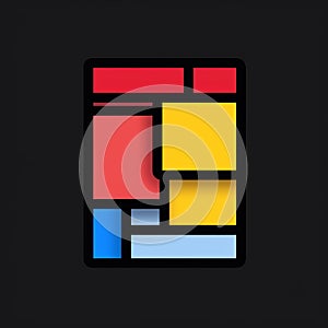 Colorful Square On Black Background: Bauhaus-inspired Minimalist Cartooning