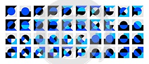 Colorful square circle memphis pattern icon set