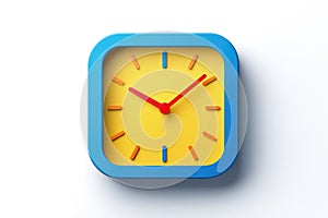 Colorful Square Clock Icon on White Background.