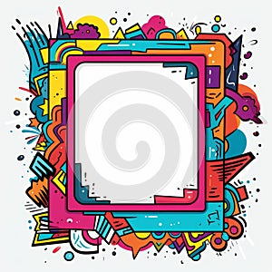 a colorful square frame with an abstract design on it