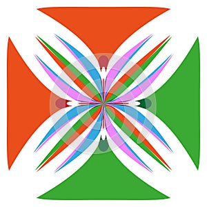 Colorful square frame. Geometric corner element. Abstract Vector graphic. Bright modern border.