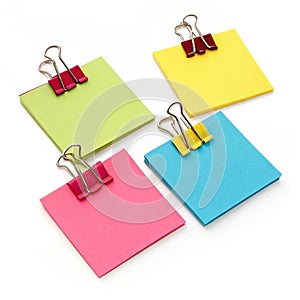 Colorful Square Notes with Binder Clips