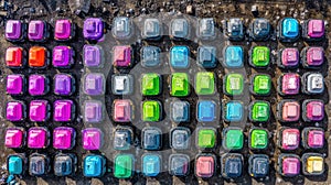 Colorful Square Objects Aerial View Abstract Pattern Design Texture Background top art grid array