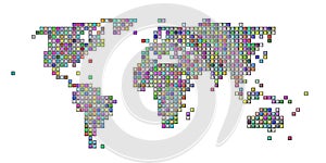 Colorful squared world map