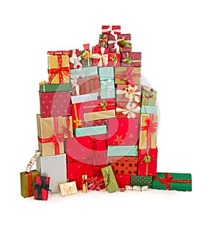 Colorful stack of christmas presents photo