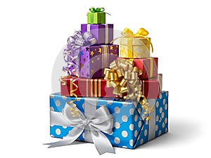 Colorful stack of gift boxes