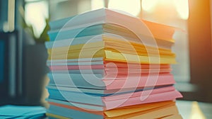 Colorful Stack Of Papers Office Documents