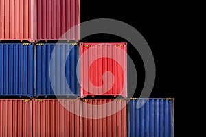 Colorful stack pattern of cargo shipping containers