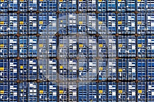 Colorful stack pattern of cargo shipping containers