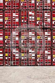 Colorful stack pattern of cargo shipping containers