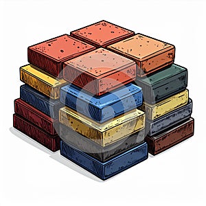 Colorful Stack of Square Pavers