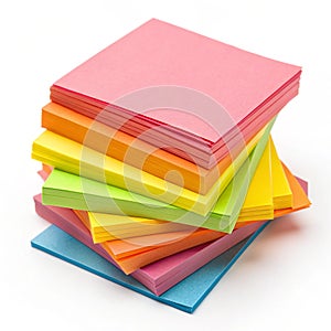 Colorful stack of sticky notes isolated on white background