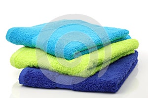Colorful stacked bathroom towels