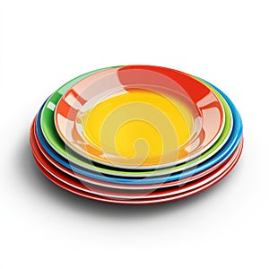 Stack of Colorful Plates Vibrant Kitchenware