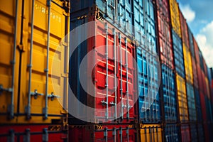 Colorful stacked shipping containers