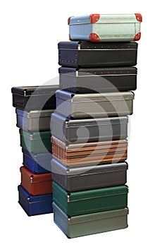 Colorful stacked suitcases