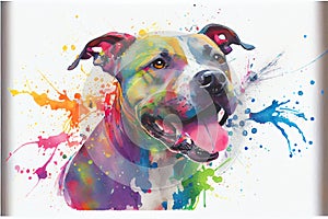 Colorful Staffordshire bull terrier dog painting