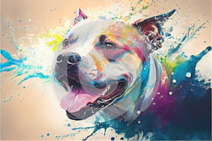 Colorful Staffordshire bull terrier dog painting