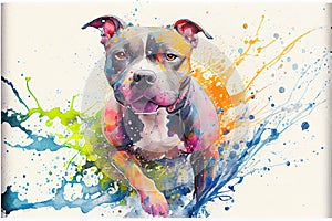 Colorful Staffordshire bull terrier dog painting