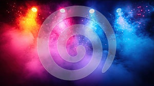 Colorful Stage Lighting with Smoke and Fog