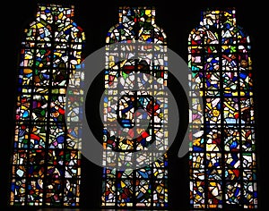 Colorful stained glass.