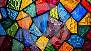 Colorful stained glass background created with Generative AI. Beautiful mosaic pattern.