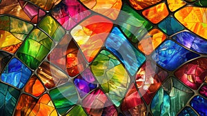 Colorful stained glass background created with Generative AI. Beautiful mosaic pattern.