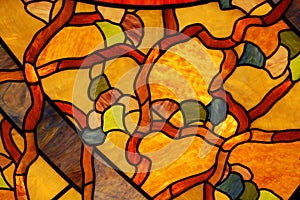 Colorful stained glass ceiling closeup