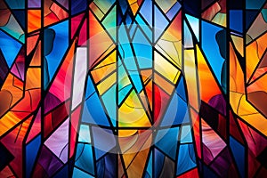 Colorful stained glass mosaic background. Generative ai