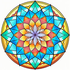 Colorful Stained Glass Pattern With Hand-coloring And Spiritual Motifs