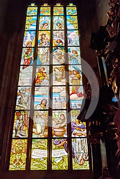 Colorful stained glass window church cathedral religious interior