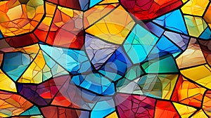 Colorful stained glass window, vibrant and colorful, abstract background seamless. generative ai