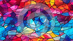 Colorful stained glass window, vibrant and colorful, abstract background seamless. generative ai