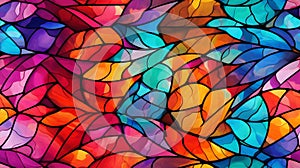 Colorful stained glass window, vibrant and colorful, abstract background seamless. generative ai