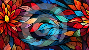 Colorful stained glass window, vibrant and colorful, abstract background seamless. generative ai