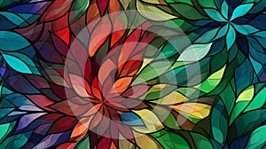 Colorful stained glass window, vibrant and colorful, abstract background seamless. generative ai