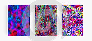 Colorful stained window glass, mosaics pattern set. Polygonal background, motley splinters texture collection