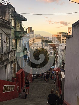 The colorful stairway Selaron, I Rio de Janeiro favela