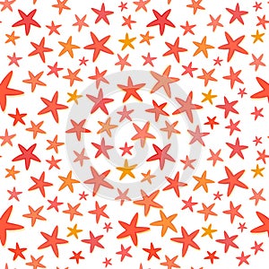 Colorful starfishes summer seamless background