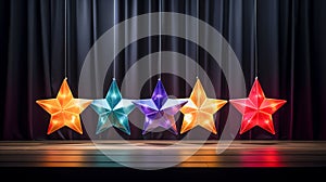 Colorful stars dancing on a stage