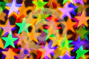 Colorful stars illumination for holiday or abstract boke background