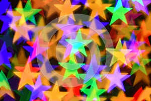 Colorful stars illumination for holiday or abstract boke background